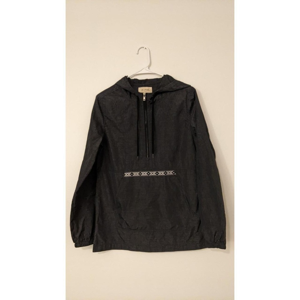 Zine Pullover Windbreaker Hoodie Water Resistant Gray/Charcoal Size Small - Picture 1 of 7